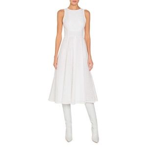 ANDREW GN RUNWAY WHITE FIT & FLARE DRESS